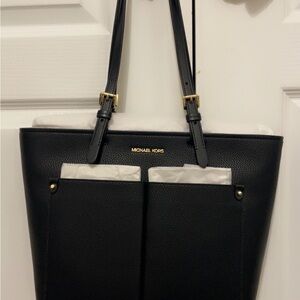 Michael Kors Black Tote with Gold Accents
